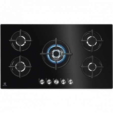 ELECTROLUX Encimera a gas  KGG95372K, 5 zonas, Negro,  Zona Gigante gas