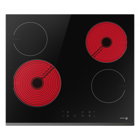 FAGOR Encimera Vitrocerámica  3VFT40AS, 4 zonas, Negro, acabado biselado