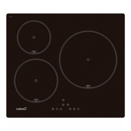 CATA Encimera Inducción  08063120. IB 6303E2 BK 220-240V 50-60Hz, 3 zonas, Negro,