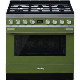 Cocina SMEG CPF9GPOG Cocinas a gas horno eléctrico Verde Oliva Más de 4 zonas, Zona Gigante